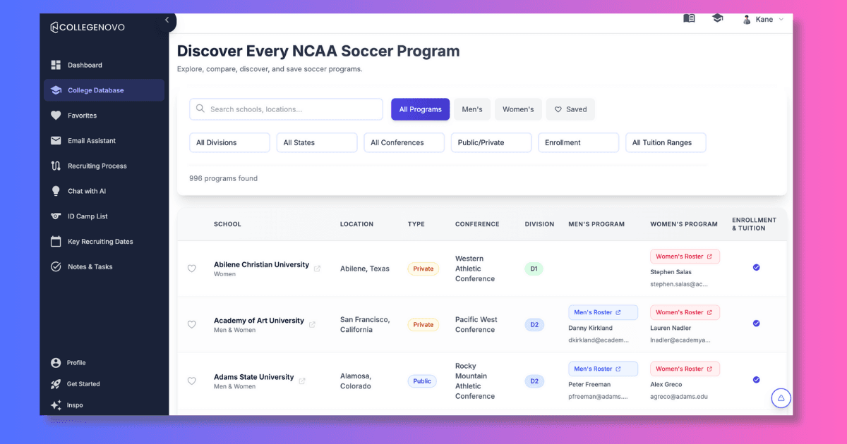 College Database Search Interface